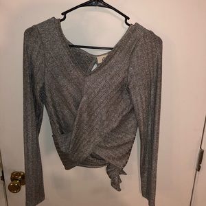 Cropped Silver Blouse ( Ties in the back )